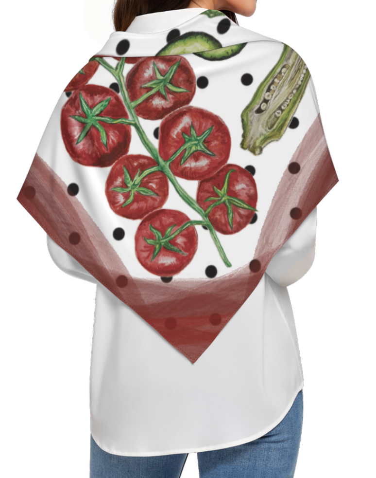 KHUDAR Vegtable Print Polka Dot Scarf